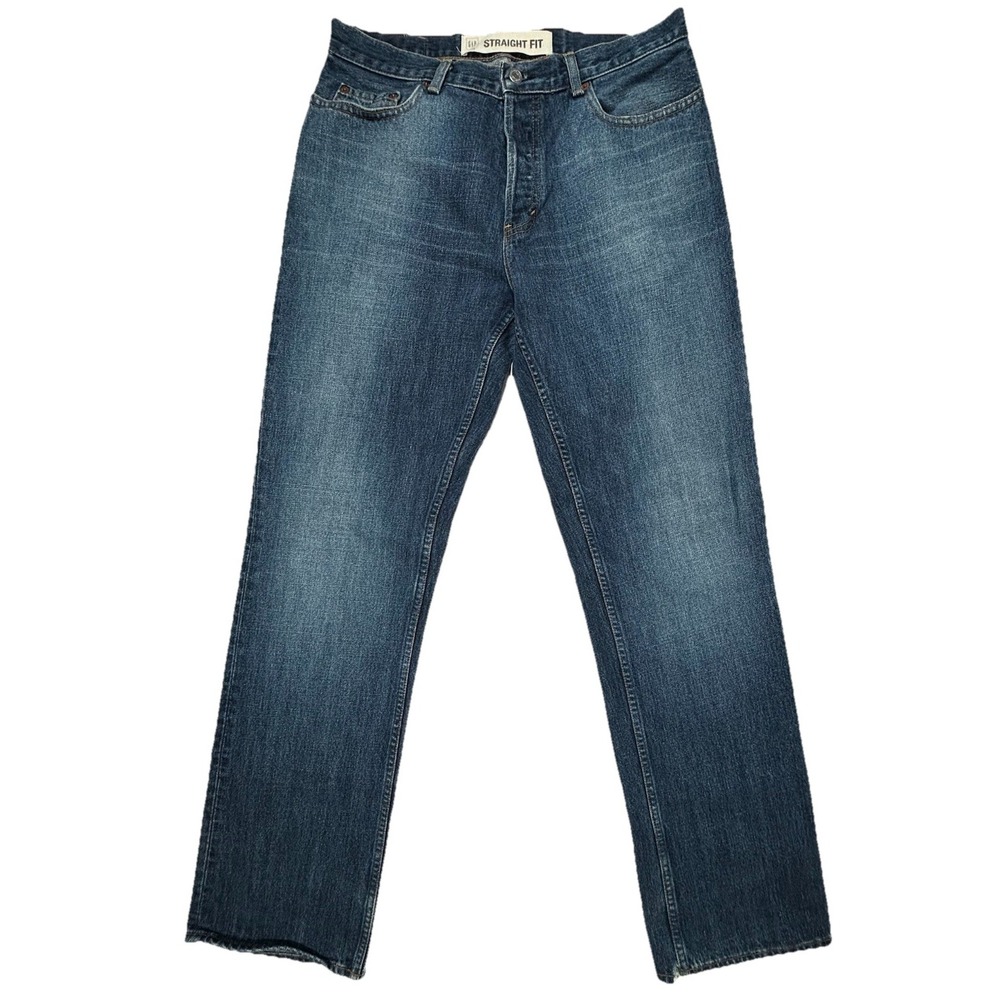 VTG Gap 1969 Straight Fit Men's Jeans Blue 34X34 Denim Button Fly USA Mid Indigo